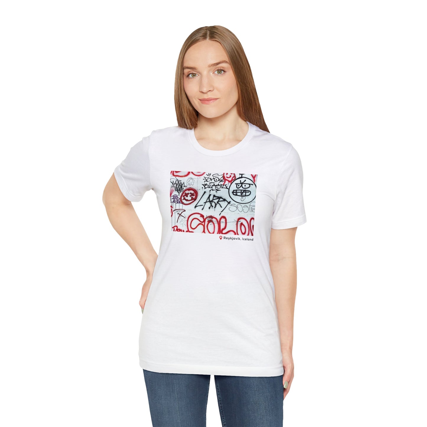 Larry Graffiti Wall - Reykjavik Iceland Unisex Short Sleeve Tee