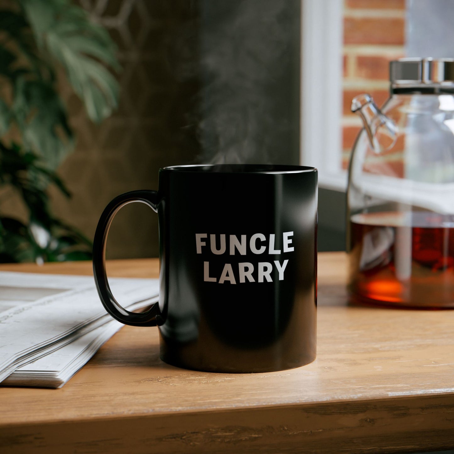 Funcle Larry Black Coffee Mug — Fun Uncle Larry 11oz Ceramic Cup,