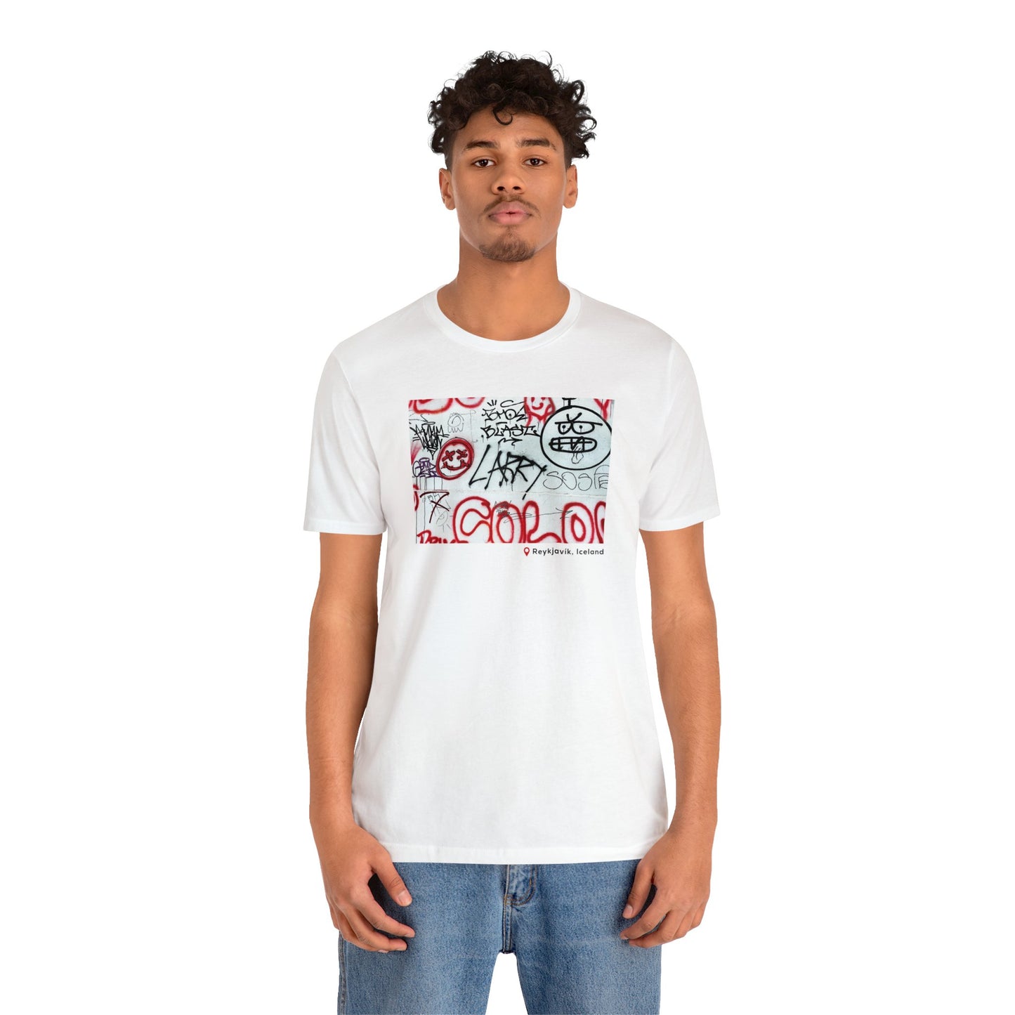 Larry Graffiti Wall - Reykjavik Iceland Unisex Short Sleeve Tee