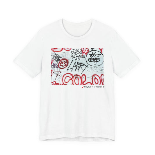 Larry Graffiti Wall - Reykjavik Iceland Unisex Short Sleeve T-shirt