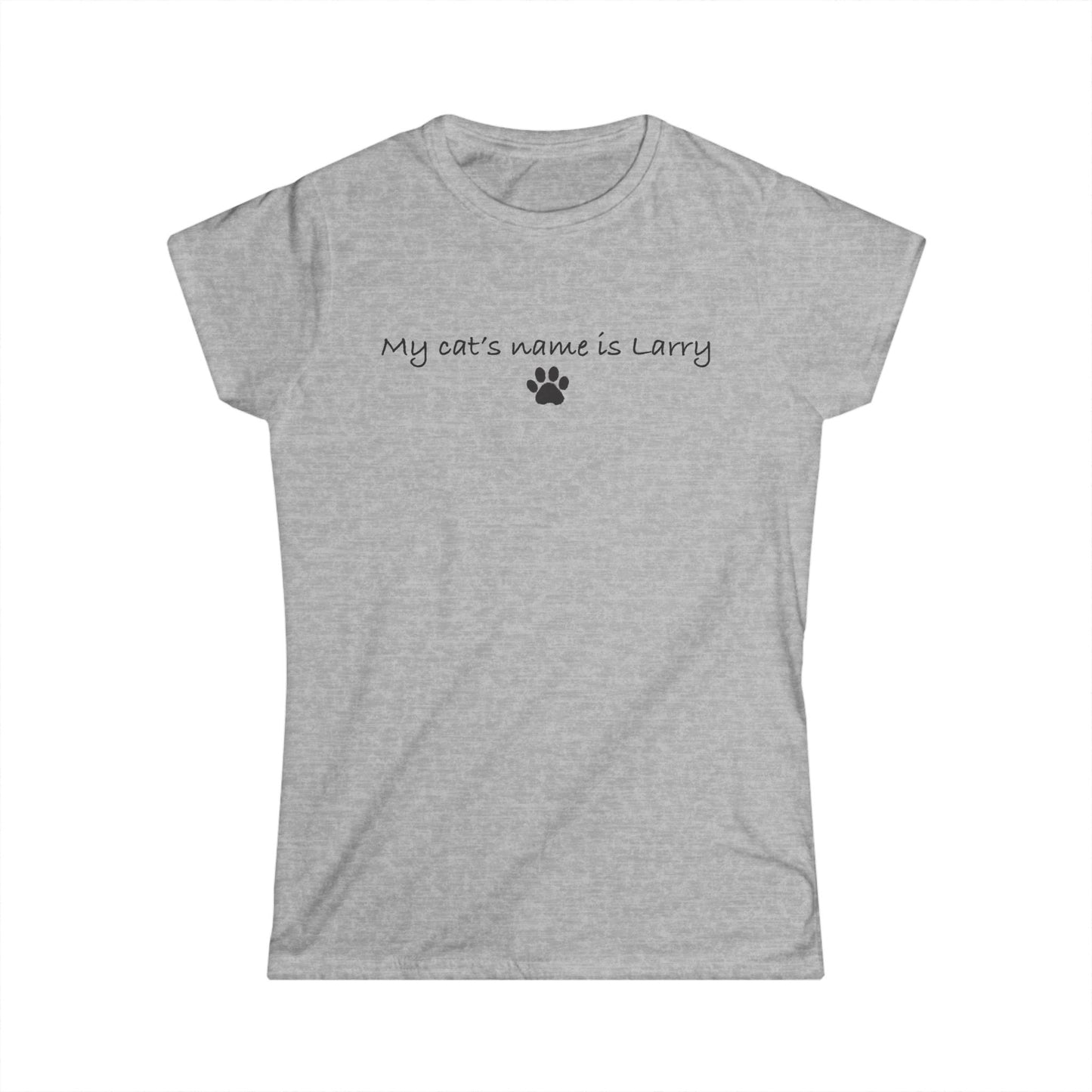 "My Cat's Name is Larry" Paw Print Women's Tee — Cute Cat Lover Shirt