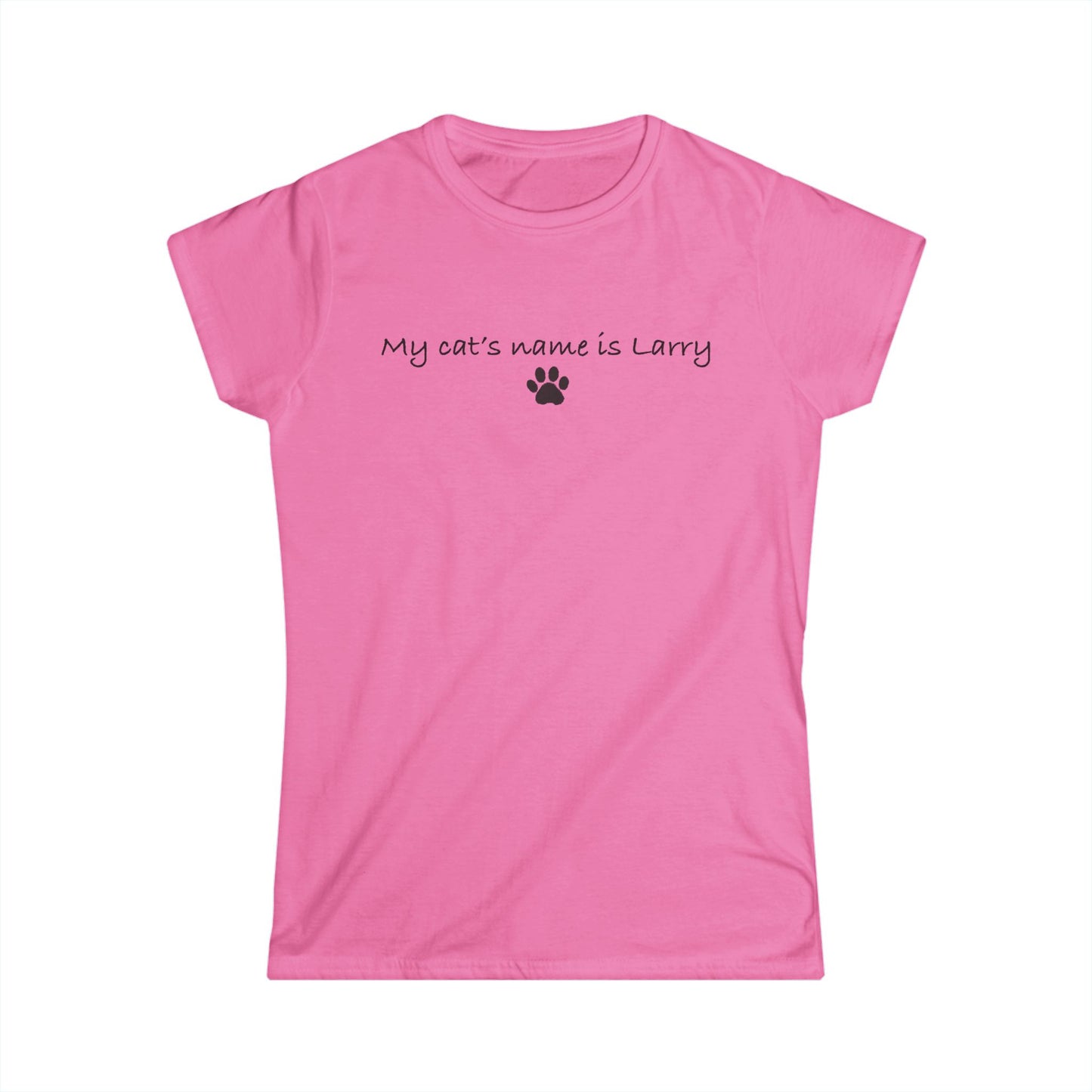 "My Cat's Name is Larry" Paw Print Women's Tee — Cute Cat Lover Shirt