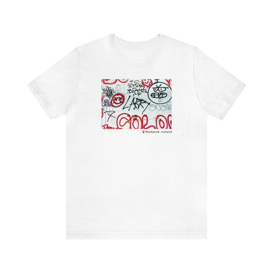 Larry Graffiti Wall - Reykjavik Iceland Unisex Short Sleeve Tee