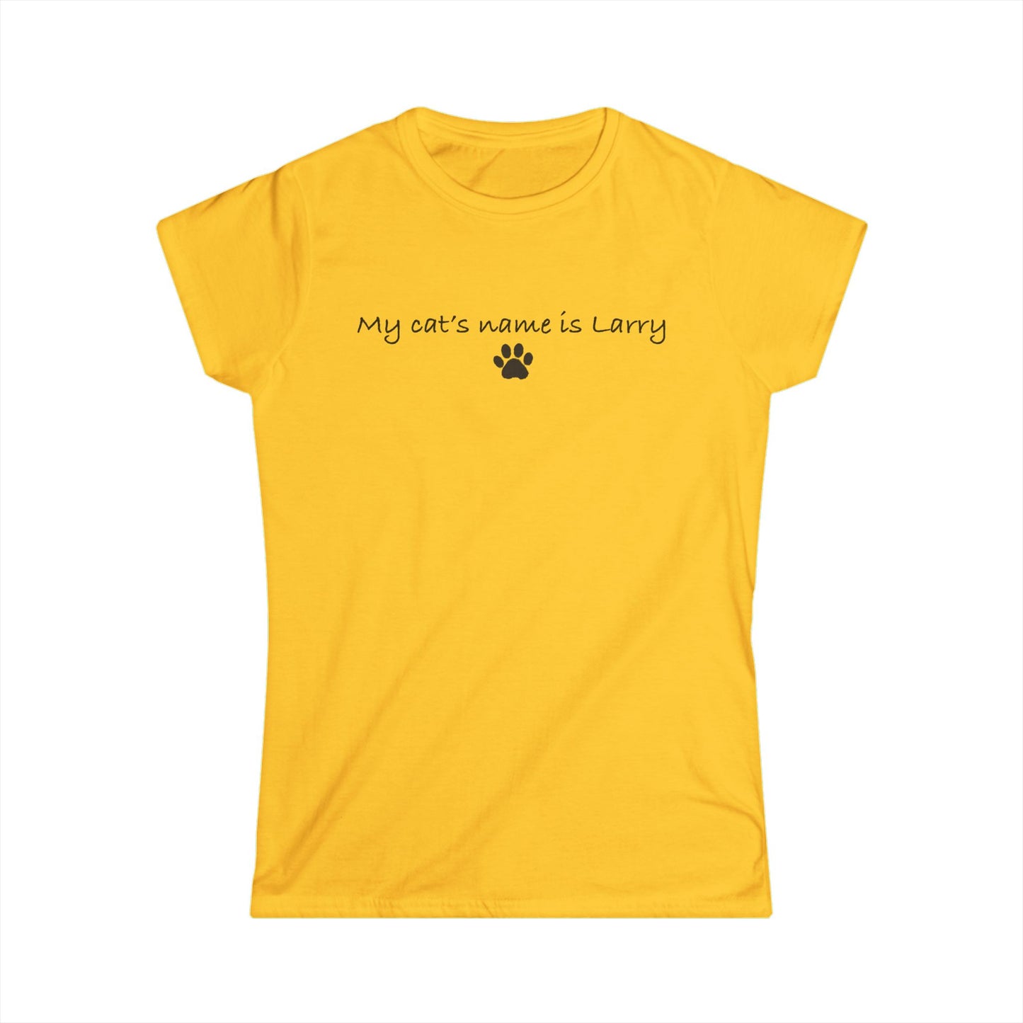 "My Cat's Name is Larry" Paw Print Women's Tee — Cute Cat Lover Shirt