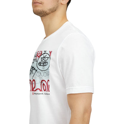 Larry Graffiti Wall - Reykjavik Iceland Unisex Short Sleeve T-shirt
