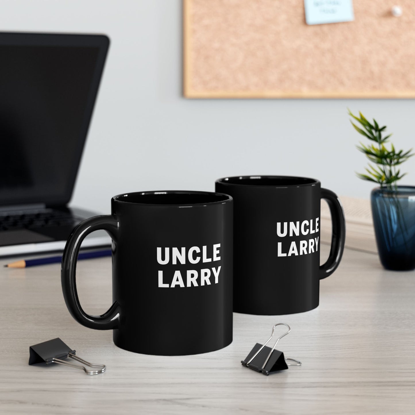 Uncle Larry Black Coffee Mug — Fun Uncle Larry 11oz Ceramic Cup,