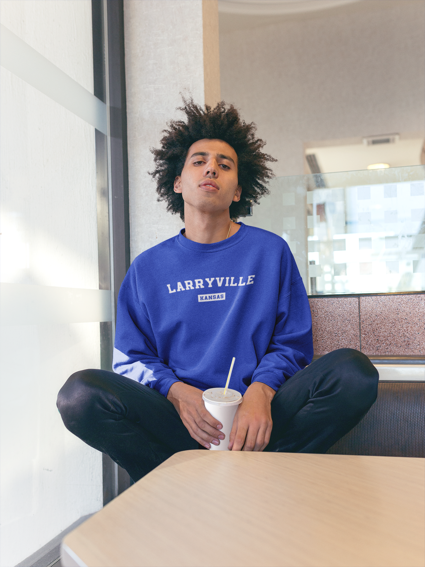 Larryville Kansas Crewneck Sweatshirt - College Style Pullover, Fun Lawrence Kansas KU College Sweater