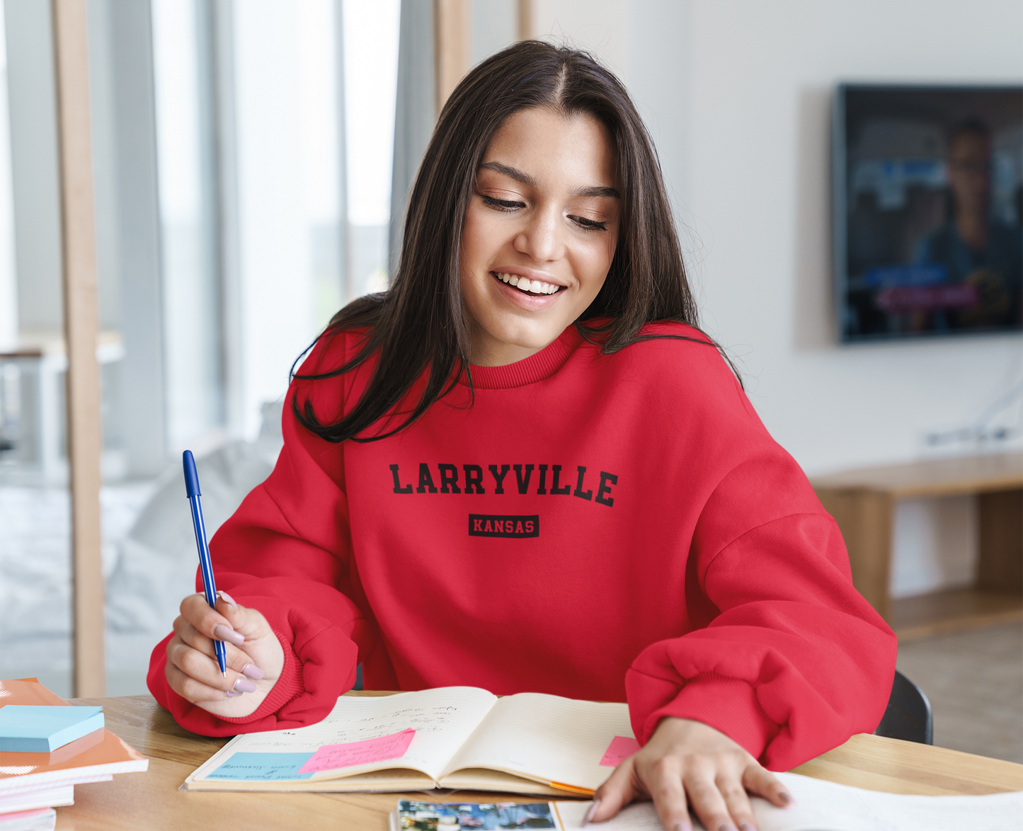 Larryville Kansas Crewneck Sweatshirt - College Style Pullover, Fun Lawrence Kansas KU College Sweater