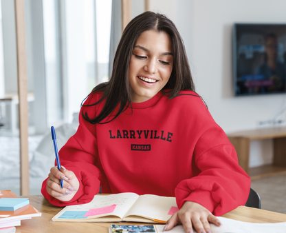Larryville Kansas Crewneck Sweatshirt - College Style Pullover, Fun Lawrence Kansas KU College Sweater