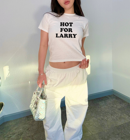Hot for Larry Y2K Style Baby Tee, 90s Style Larry Tshirt