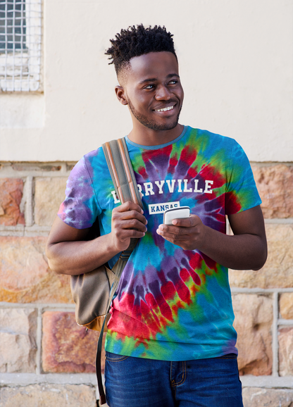 Larryville Kansas Tie-Dye T-shirt, Spiral Tie Dye Larry Name Tee