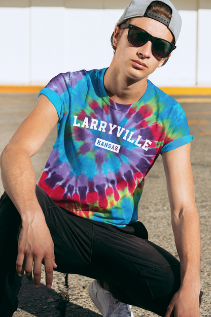 Larryville Kansas Tie-Dye T-shirt, Spiral Tie Dye Larry Name Tee
