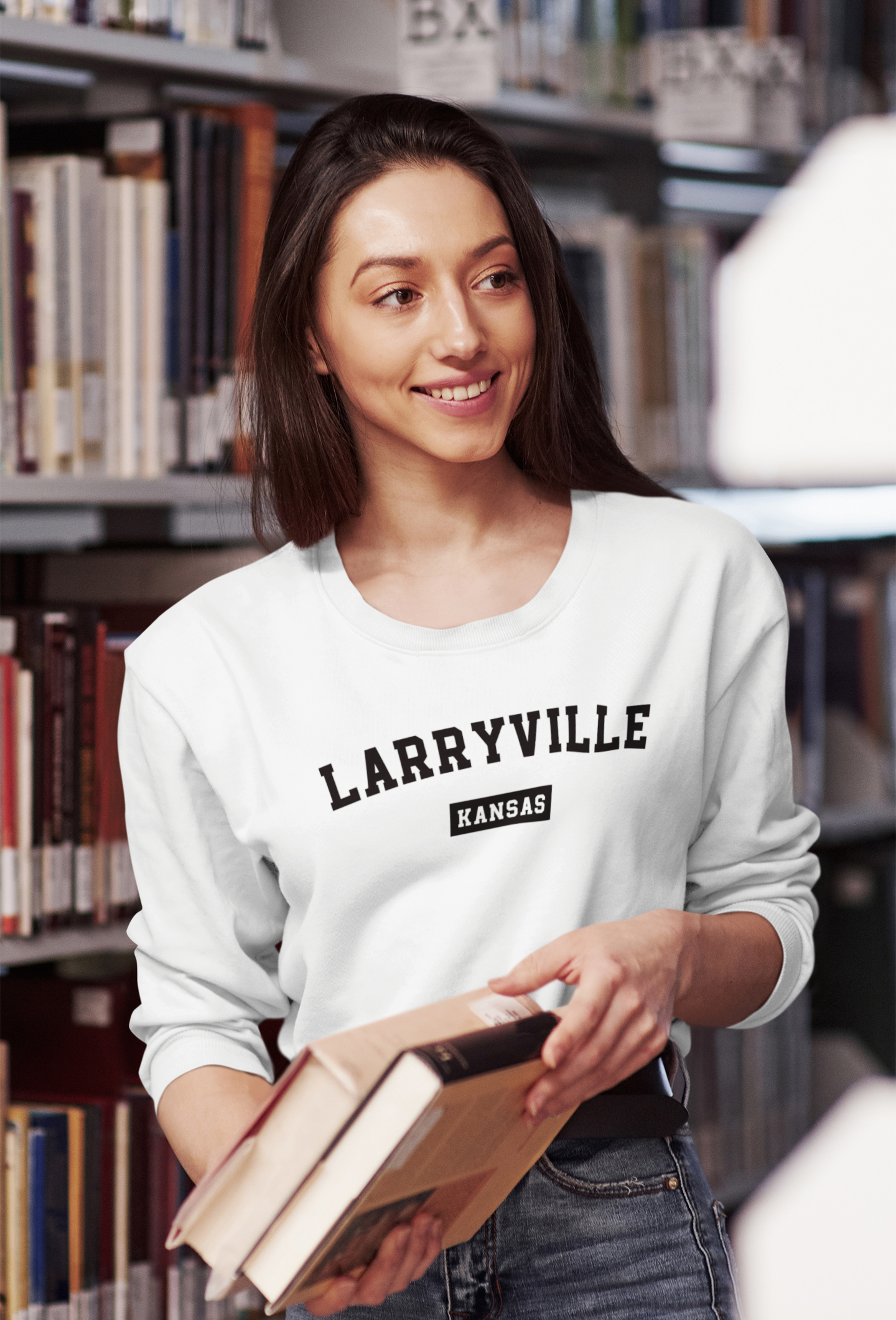 Larryville Kansas Crewneck Sweatshirt - College Style Pullover, Fun Lawrence Kansas KU College Sweater