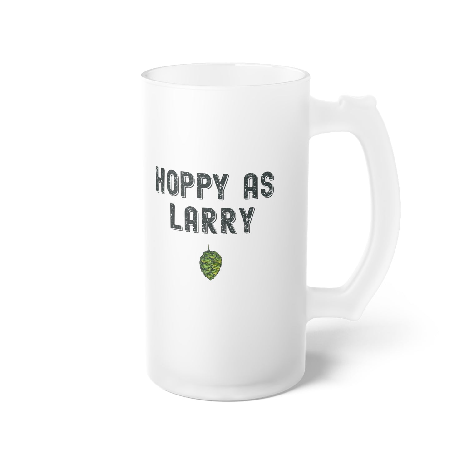 Hoppy As Larry Frosted Glass Beer Mug